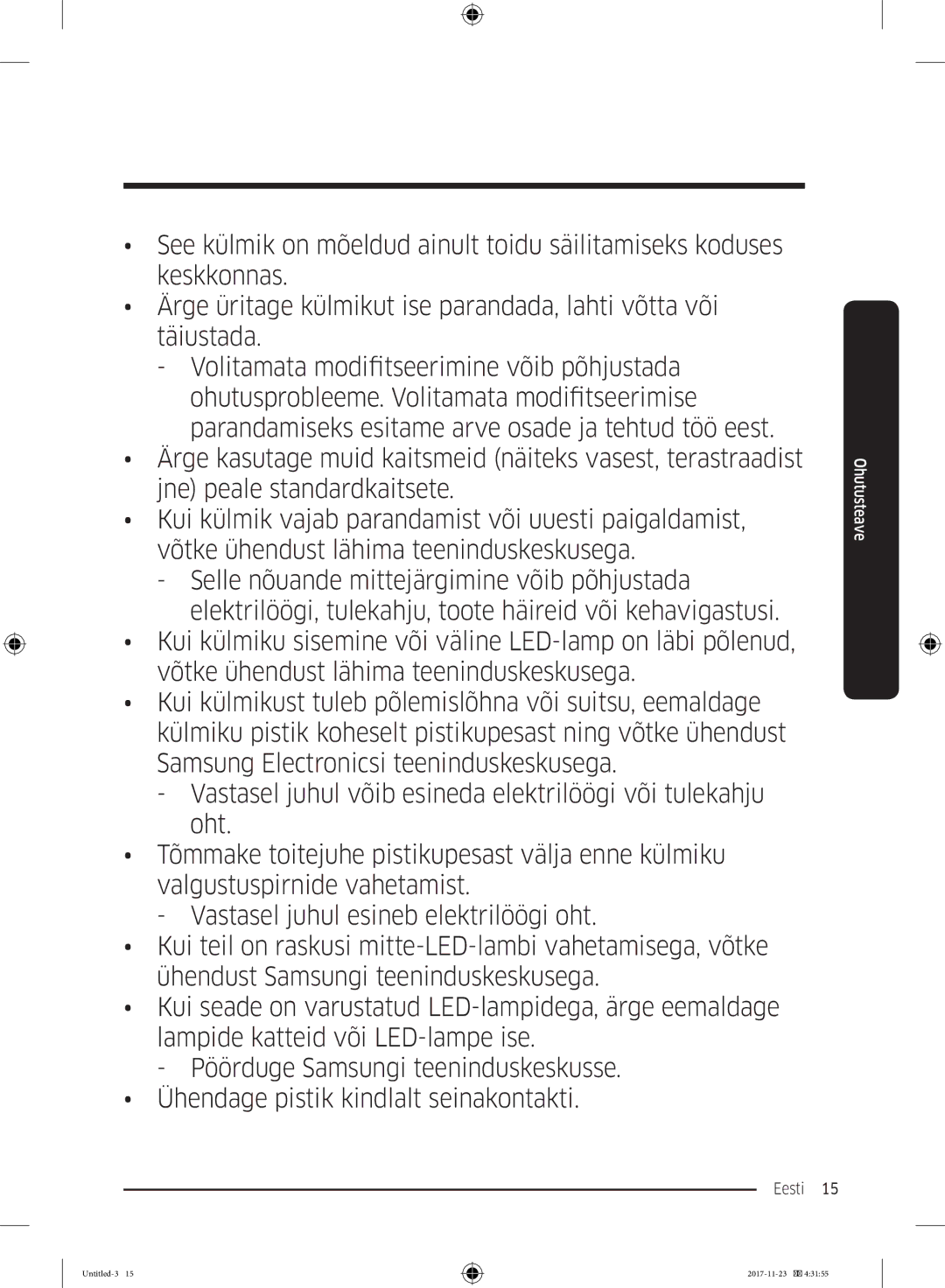 Samsung BRB260189WW/EF, BRB260076WW/EF, BRB260035WW/EF, BRB260030WW/EF, BRB260176WW/EF manual Eesti  